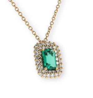 Pendente Oro Giallo 18K Diamanti e Smeraldo Ottagonale - Namuri - Il nostro modo di dire amore