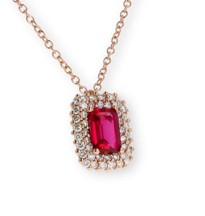 Pendente Oro Rosa 18K Diamanti e Rubino Ottagonale - Namuri - Il nostro modo di dire amore