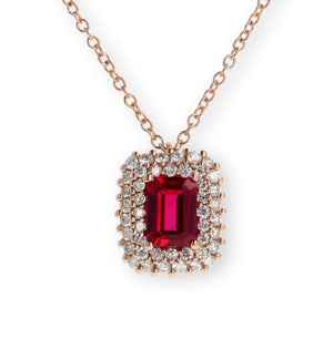 Pendente Oro Rosa 18K Diamanti e Rubino Ottagonale - Namuri - Il nostro modo di dire amore