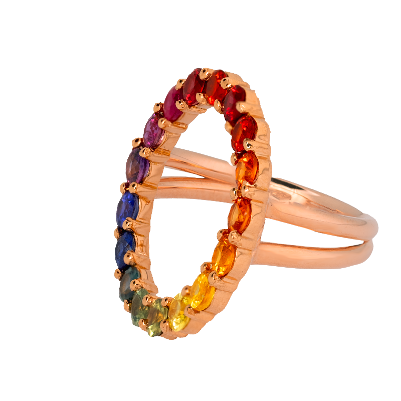 Anello cerchio rainbow oro e zaffiri multicolore