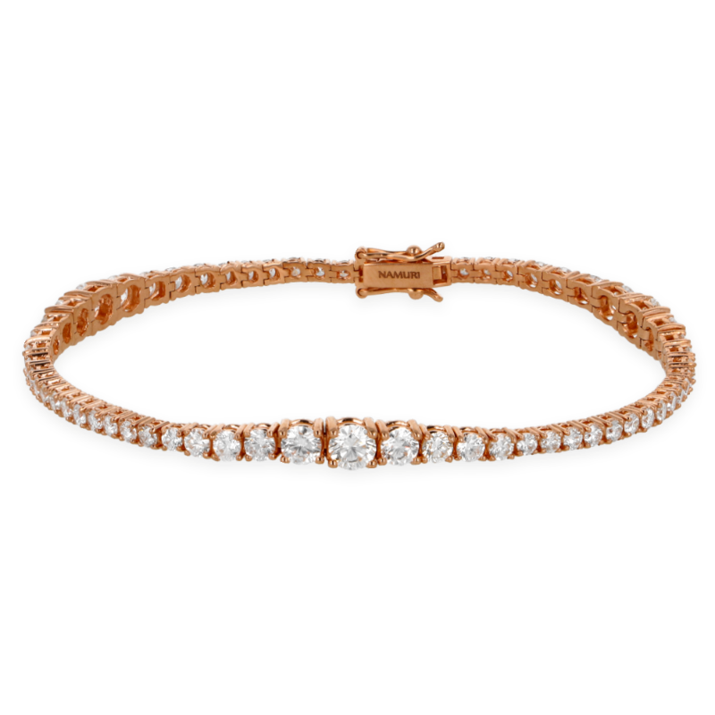 Bracciale degradè in oro rosa e diamanti