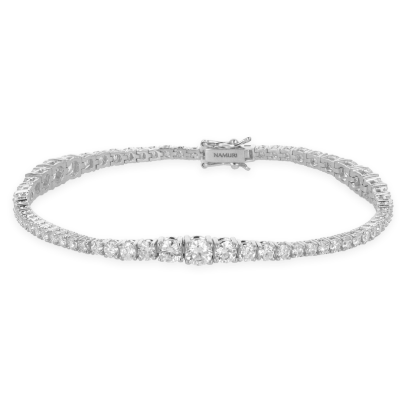 Bracciale degradè in oro bianco e diamanti