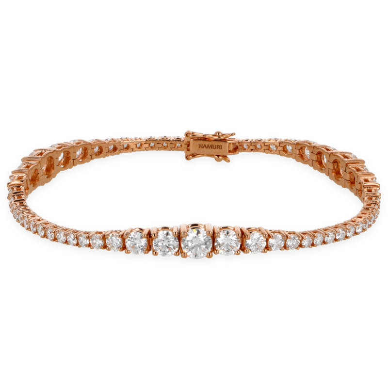 Bracciale degradè in oro rosa e diamanti