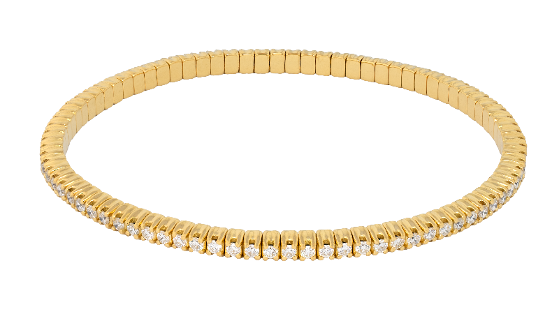 Bracciale elastico tennis a filo in oro giallo e diamanti