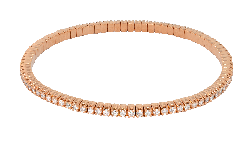 Bracciale elastico tennis a filo in oro rosa e diamanti