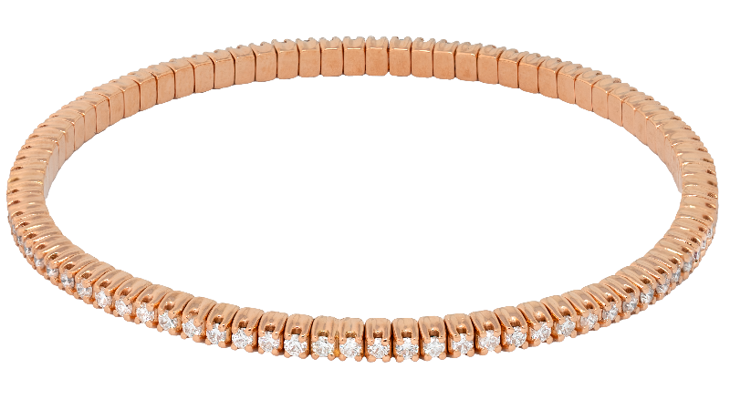 Bracciale elastico tennis a filo in oro rosa e diamanti