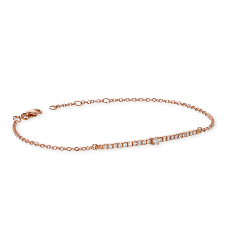 Bracciale oro rosa e diamanti bianchi spot centrale