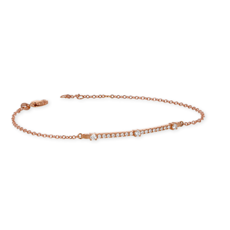 Bracciale oro rosa e diamanti bianchi 3 spot