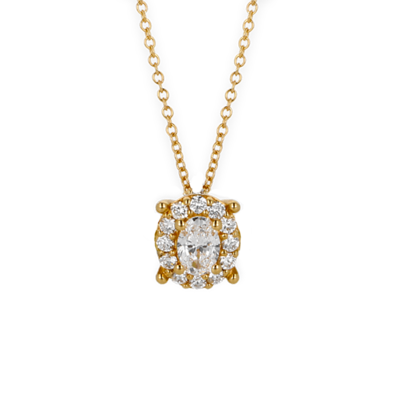 Pendente grande oro giallo e diamanti con centrale oval cut