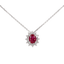 Ciondolo in Oro Bianco 18K Diamanti con Rubino Centrale