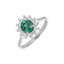 Anello in oro bianco 18K e diamanti con centrale Smeraldo