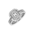 Anello Doppio Contorno Oro Bianco con Diamanti Round e Emerald Cut