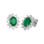 Orecchini in Oro 18K Diamanti con Centrali Smeraldi