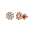 Orecchini in Oro Rosa 18K con Diamante Centrale e Contorno di Diamanti