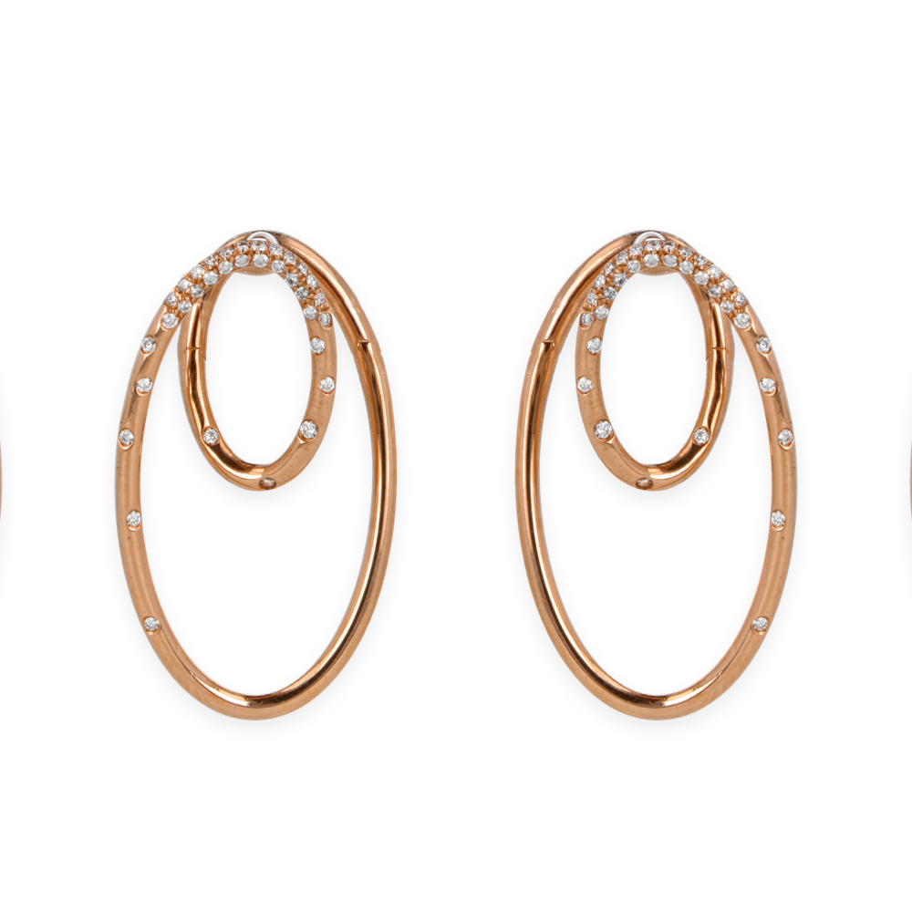 Orecchini infinito con diamanti forma cerchio ovale e oro rosa 18k