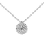 Pendente Oro Bianco 18K con Diamante Centrale e Contorno di Diamanti