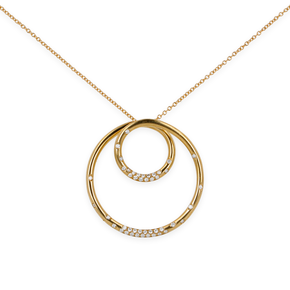 Pendente Infinito con Diamanti forma cerchio e oro giallo 18K