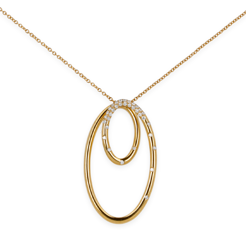 Pendente infinito con diamante forma ovale e oro giallo 18K