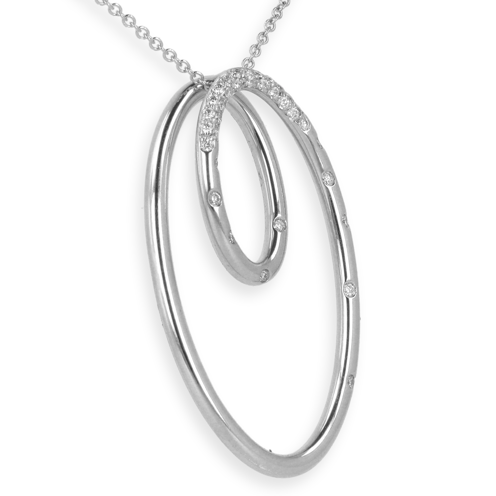 Pendente infinito con diamante forma ovale e oro bianco 18K