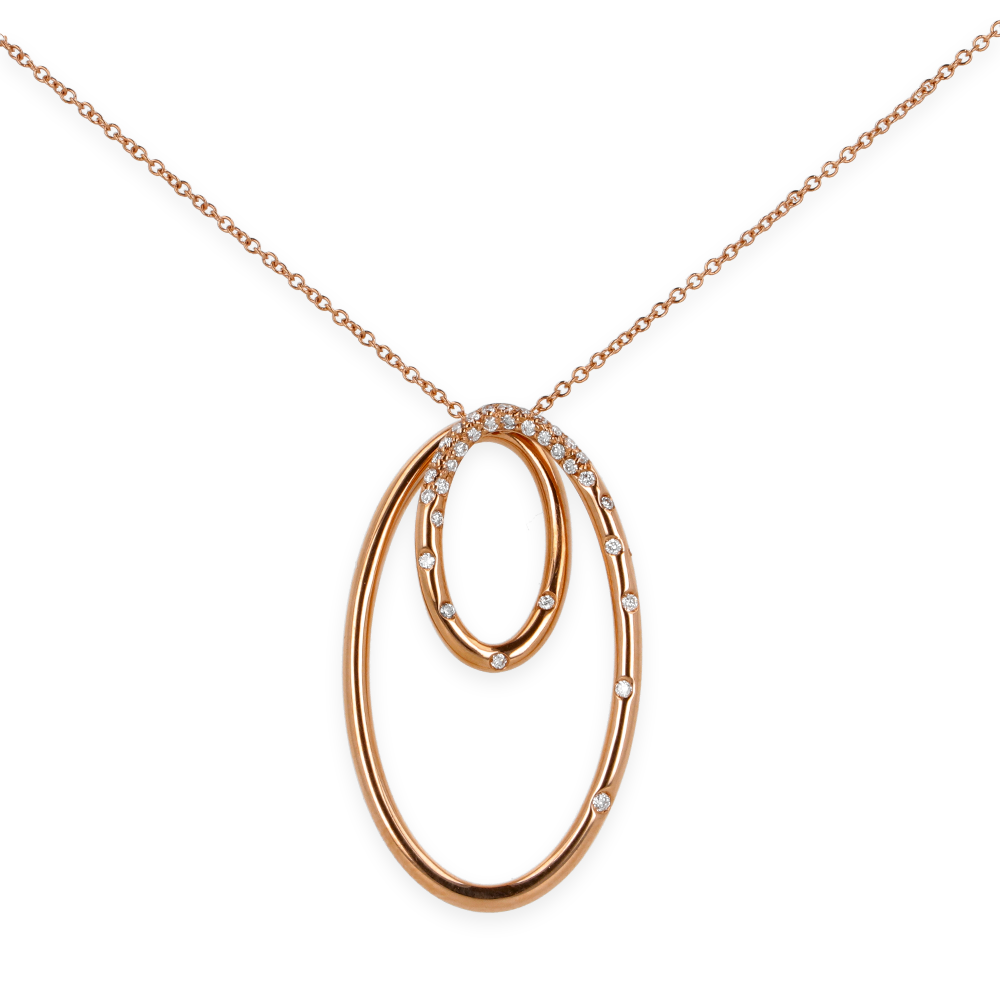 Pendente infinito con diamante forma ovale e oro rosa 18K