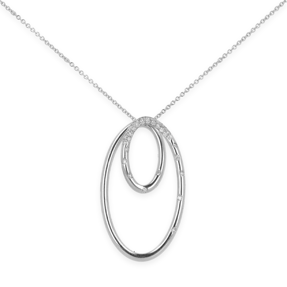 Pendente infinito con diamante forma ovale e oro bianco 18K