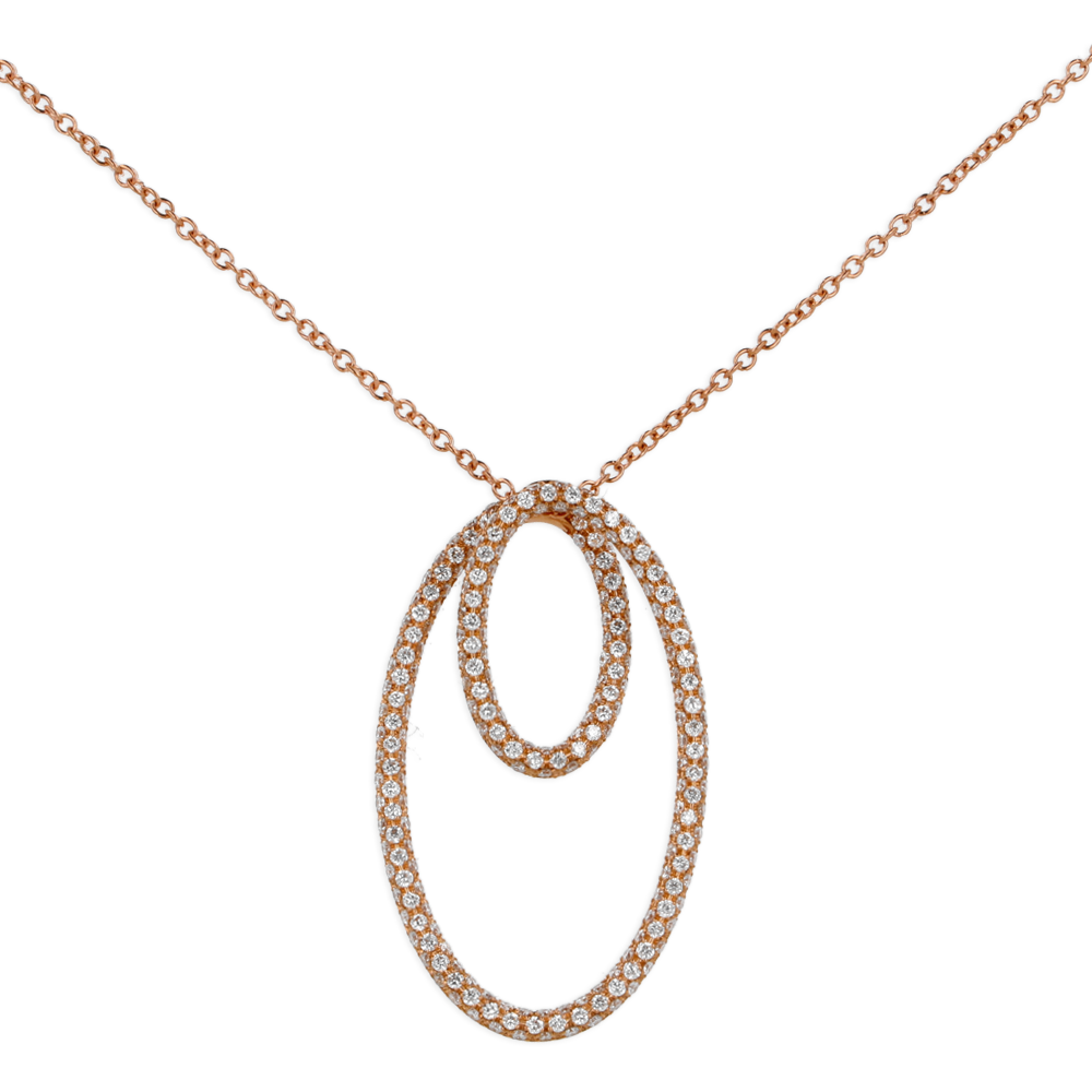 Pendente infinito pavè con diamanti forma ovale e oro rosa 18K