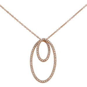 Pendente infinito pavè con diamanti forma ovale e oro rosa 18K