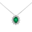 Ciondolo in oro Bianco 18K Diamanti e Centrale Smeraldo