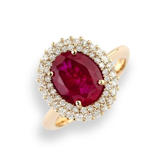 Anello Contorno Oro Rosa 18K e Diamanti con Rubino 10x8 - Namuri - Il nostro modo di dire amore