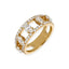Anello Oro Giallo 18k fantasia 5 diamanti taglio Navette e doppia fedina