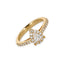Anello Oro Giallo 18K con Diamanti Round e Pear Cut
