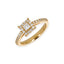 Anello Oro Giallo 18K con Diamanti Round e Princess Cut