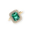 Anello Oro Giallo 18K Diamanti e Smeraldo Ottagonale