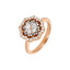 Anello Oro Rosa 18K con Diamanti rotondi e Cuore