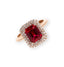 Anello Oro Rosa 18K Diamanti e Rubino Ottagonale