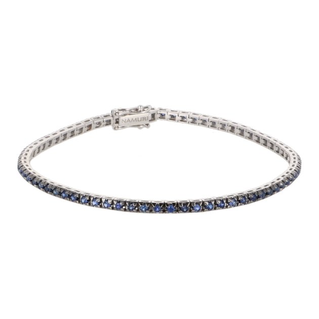 Bracciale Tennis Diva Donna Oro Bianco 18K e Zaffiri - Namuri - Il nostro modo di dire amore