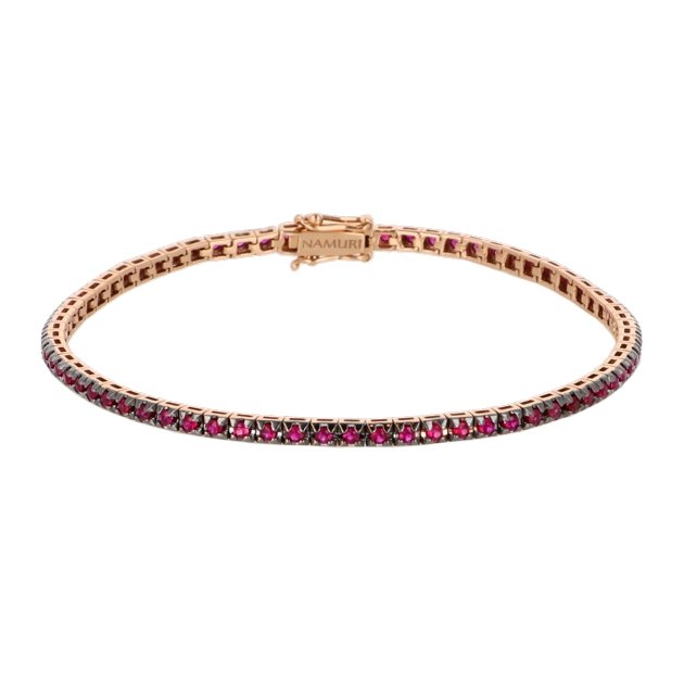 Bracciale Tennis Diva Donna Oro Rosa 18K e Rubini - Namuri - Il nostro modo di dire amore