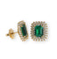 Orecchini Oro Giallo 18K Diamanti e Smeraldi Ottagonale