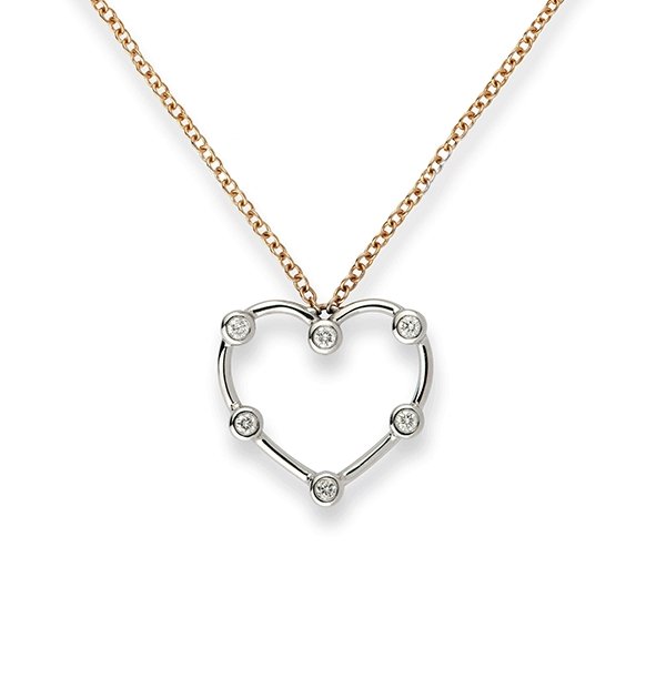 Pendente Cuore Oro Rosa/Bianco 18K e Diamanti - Namuri - Il nostro modo di dire amore