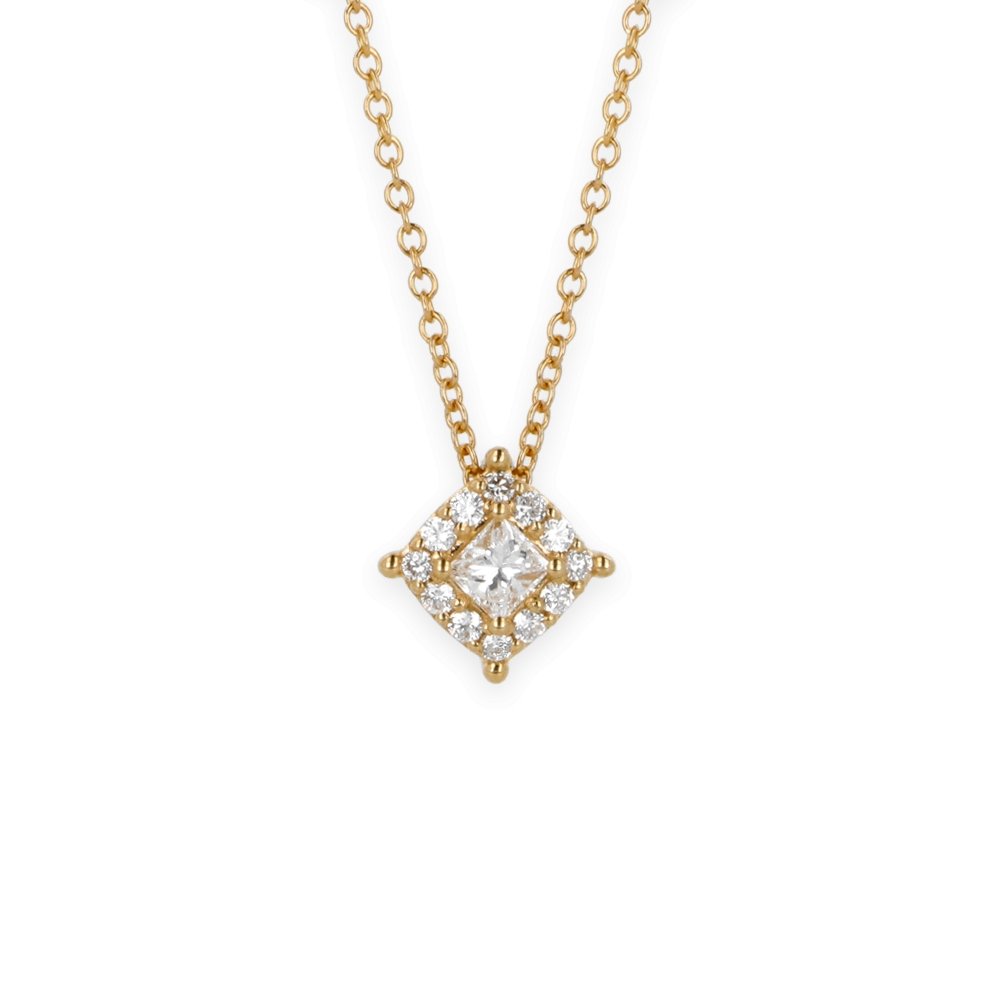 Pendente Oro Giallo con Diamanti Round e Princess Cut - Namuri - Il nostro modo di dire amore